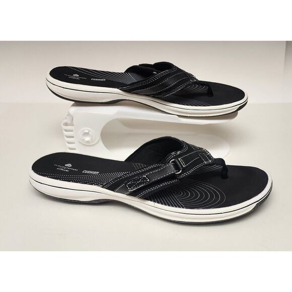 CLARKS Cloudsteppers Breeze Sea Sandal Flip Flops Thong Black SIZE 11M - Picture 3 of 9